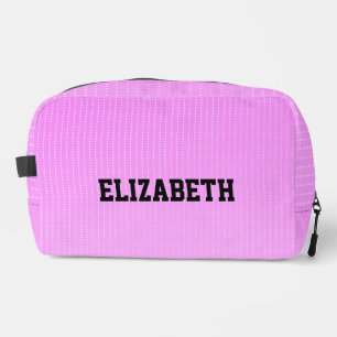 White dots pink pattern dopp kit