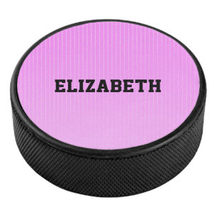 White dots pink pattern hockey puck