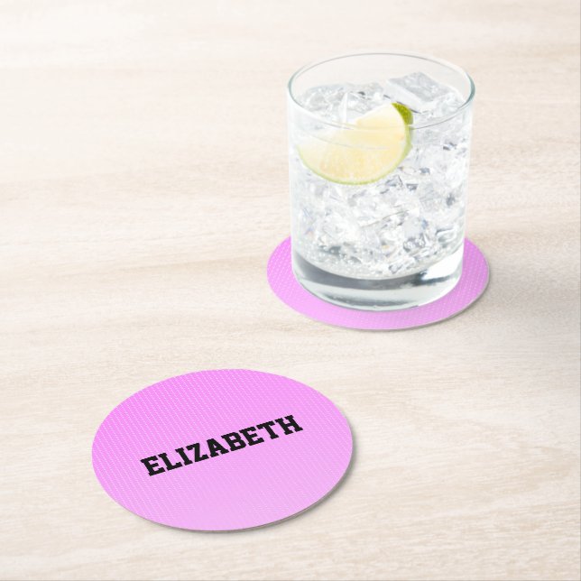 White dots pink pattern round paper coaster (Insitu)