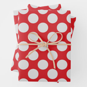 White Dots Red Wrapping Paper Sheet