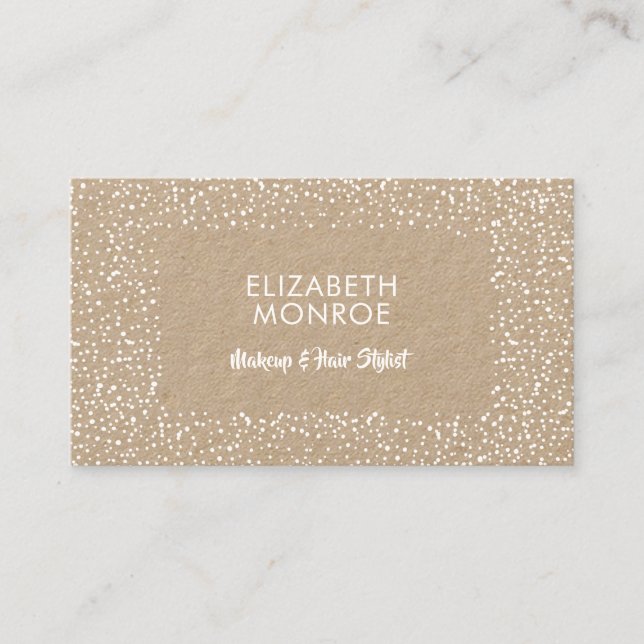 White Dots Salon Makeup Hair Stylist Kraft Business Card (Front)