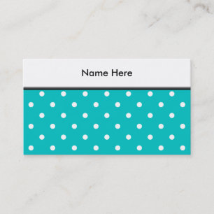 White dots, Teal Polka Dot Pattern. Business Card