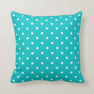 White dots, Teal Polka Dot Pattern. Cushion