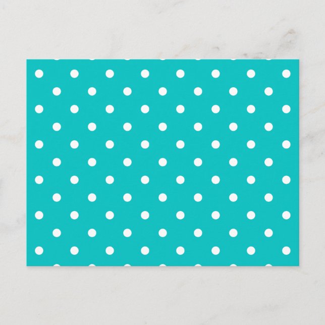 White dots, Teal Polka Dot Pattern. Postcard (Front)