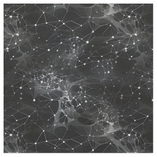 White Dots & Webs on Black Fabric