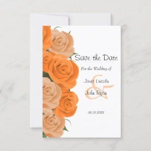 White Dots with Orange Roses - Save The Date