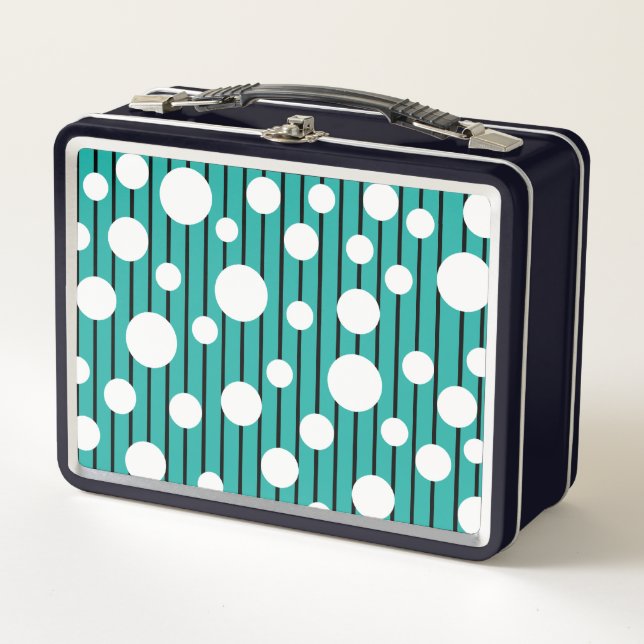 White Dotted Stripes Metal Lunch Box (Front)