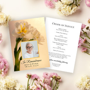 White Double Daffodil Flowers Funeral Service Programme