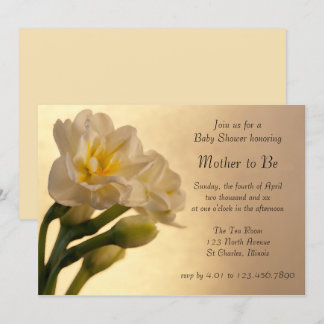 White Double Daffodils Spring Baby Shower Invitation