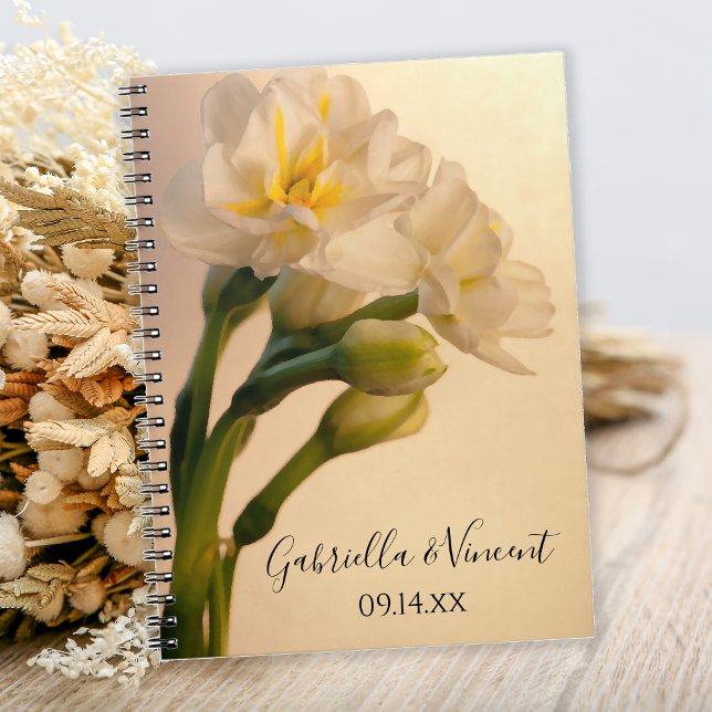 White Double Daffodils Spring Wedding Notebook (Creator Uploaded)