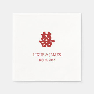 White Double Happiness Chinese calligraphy asian Napkin