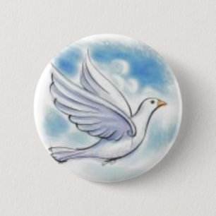 white dove 6 cm round badge