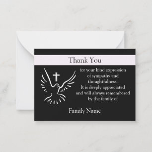 White Dove And Cross After Funeral Thank You Cards