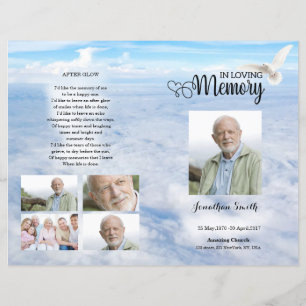 White Dove and Sky Funeral Program template