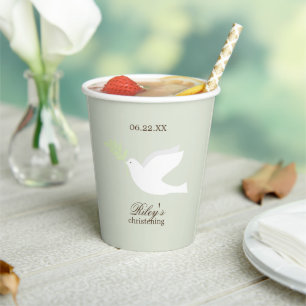 White Dove Baby Christening Paper Cups