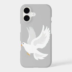White dove bird on grey