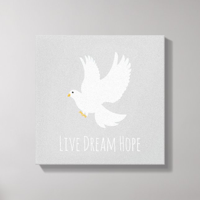 White dove bird on grey canvas print (Front)