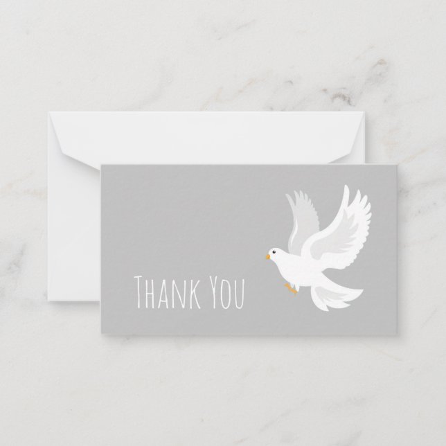 White dove bird on grey card (Front)