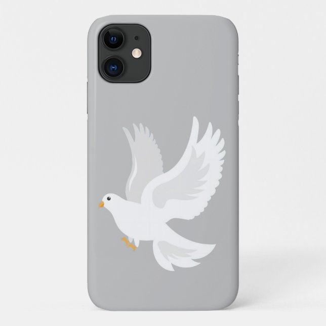 White dove bird on grey Case-Mate iPhone case (Back)