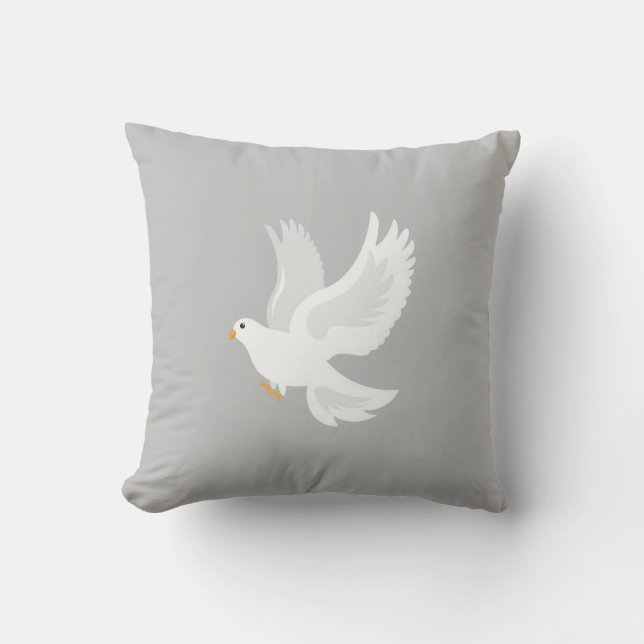 White dove bird on grey cushion (Front)
