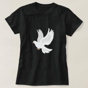 White dove bird on grey T-Shirt
