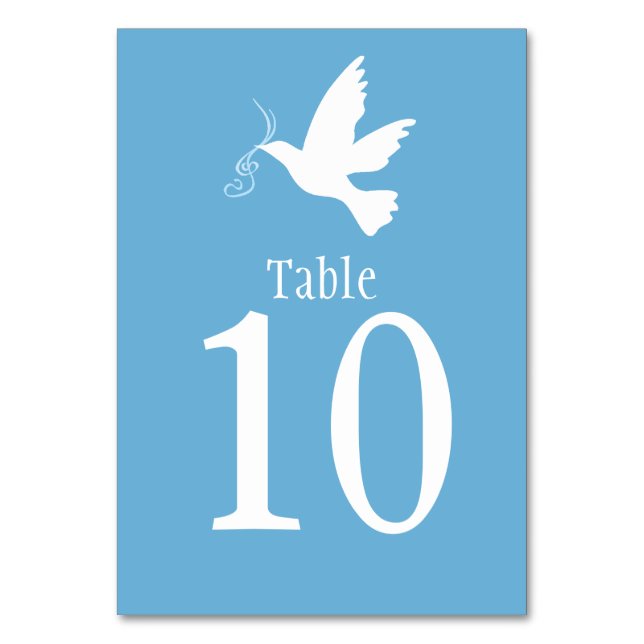 White dove bird wedding or occassion table number (Back)