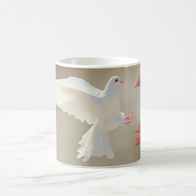 White Dove Birds Flying Nature Photography Coffee Mug (Center)