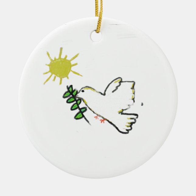  White Dove Ceramic Tree Decoration (Front)