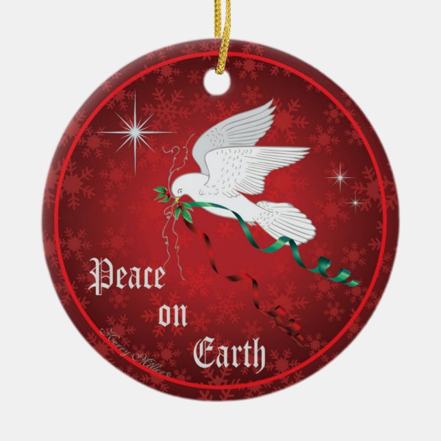 White Dove Ceramic Tree Decoration (Front)