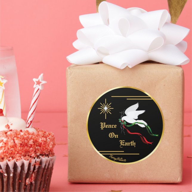 White Dove Classic Round Sticker (Party)