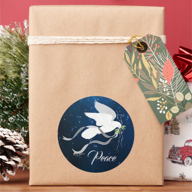 White Dove Classic Round Sticker (Holiday)