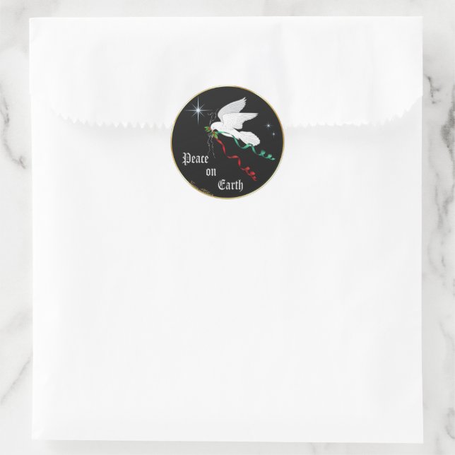 White Dove Classic Round Sticker (Bag)