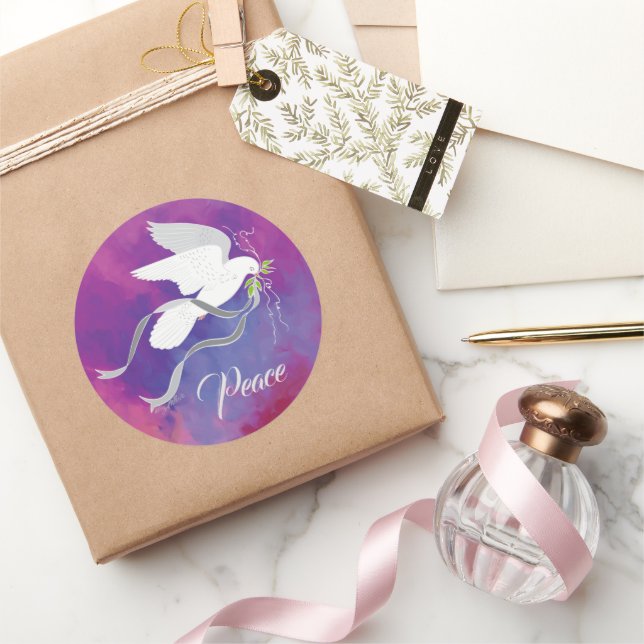 White Dove Classic Round Sticker (Gifting)