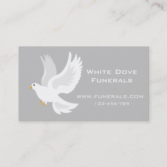 White dove design funeral services business business card (Front)