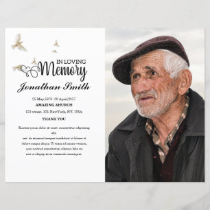White dove Funeral Program template