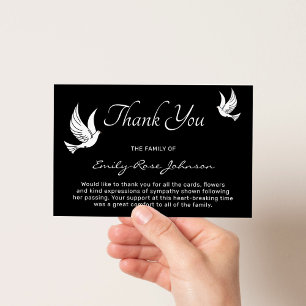 White Dove Funeral Simple Thank You   Sympathy Card