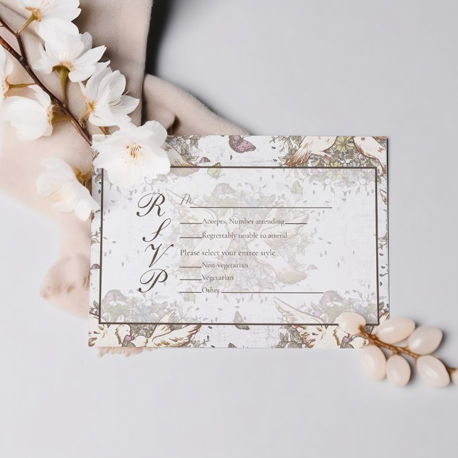 White Dove Garden Wedding | Sage Green RSVP Card (Creator Uploaded)