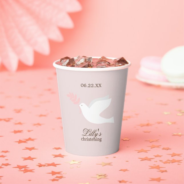 White Dove Girl's Baptism Paper Cups (Insitu)