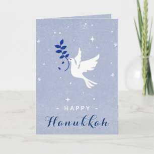 White Dove Happy Hanukkah Sparkles & Snowflakes Card