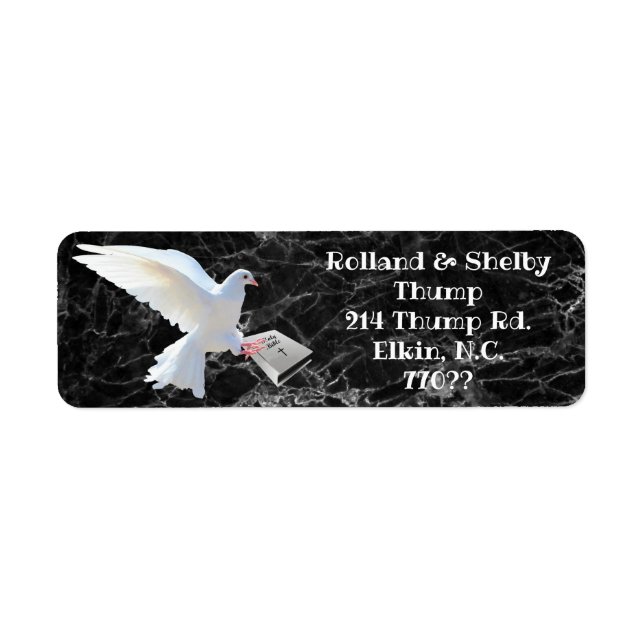 WHITE DOVE HOLDING BIBLE LABEL (Front)