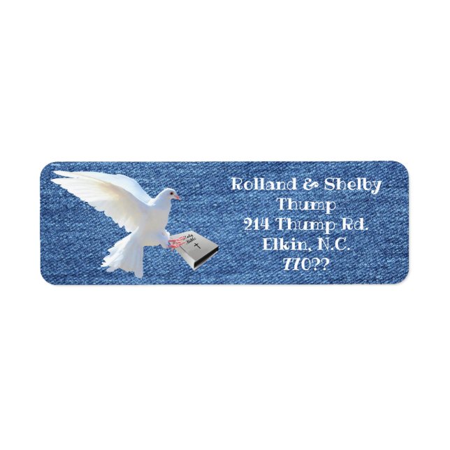 WHITE DOVE HOLDING BIBLE LABEL (Front)