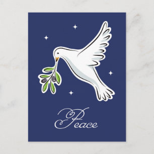 White dove holiday season card with text "Peace"