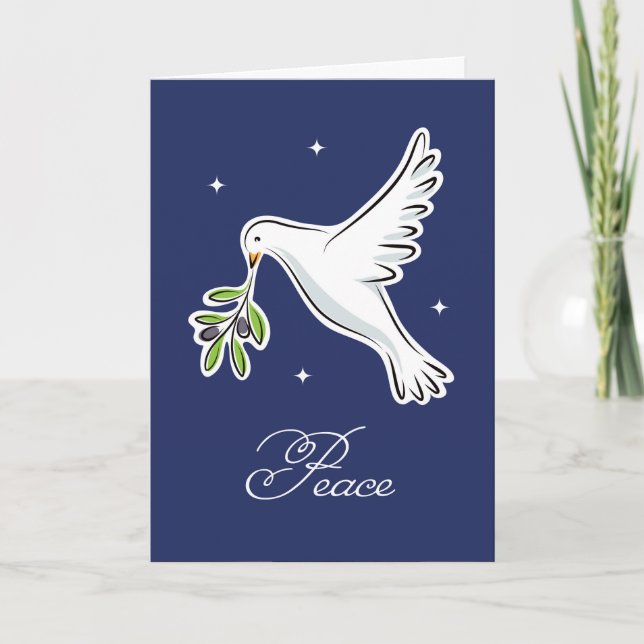 White dove holiday season card with text "Peace" (Front)