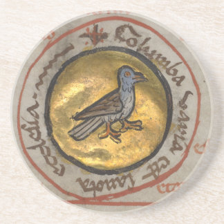 White Dove in a Gold Medallion Coaster