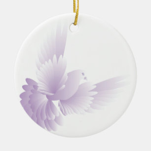 white dove in blue sky 3 ceramic tree decoration