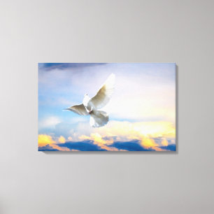 White dove in flight canvas print