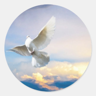 White dove in flight classic round sticker