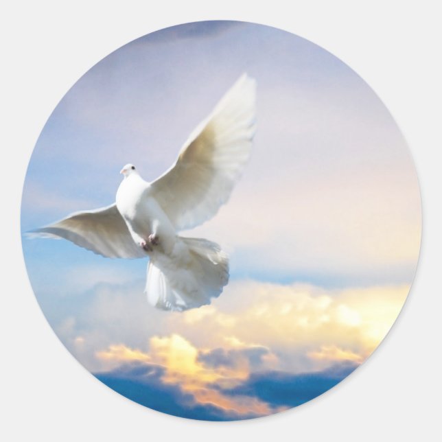 White dove in flight classic round sticker (Front)