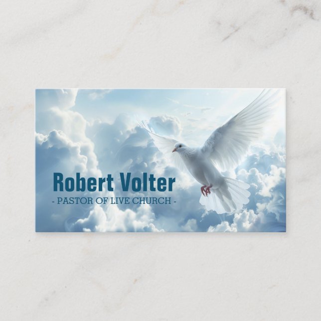  White Dove in the Blue Sky Christianity Pastor Business Card (Front)