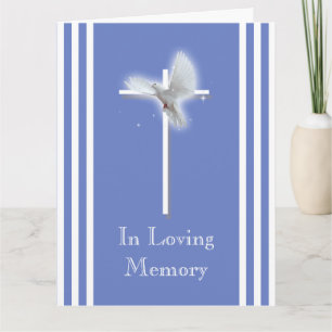 White dove on cross Personalize condolence Card